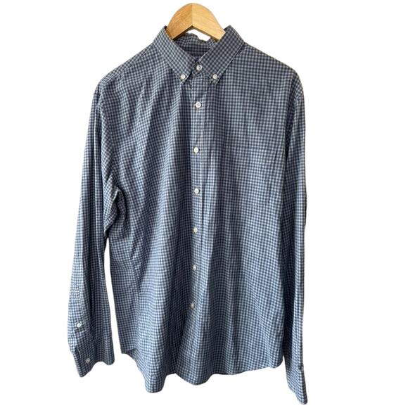 J.Crew Heathered Cotton Blue Plaid Button-Up Long Sleeve Shirt Men's Large - Picture 1 of 6